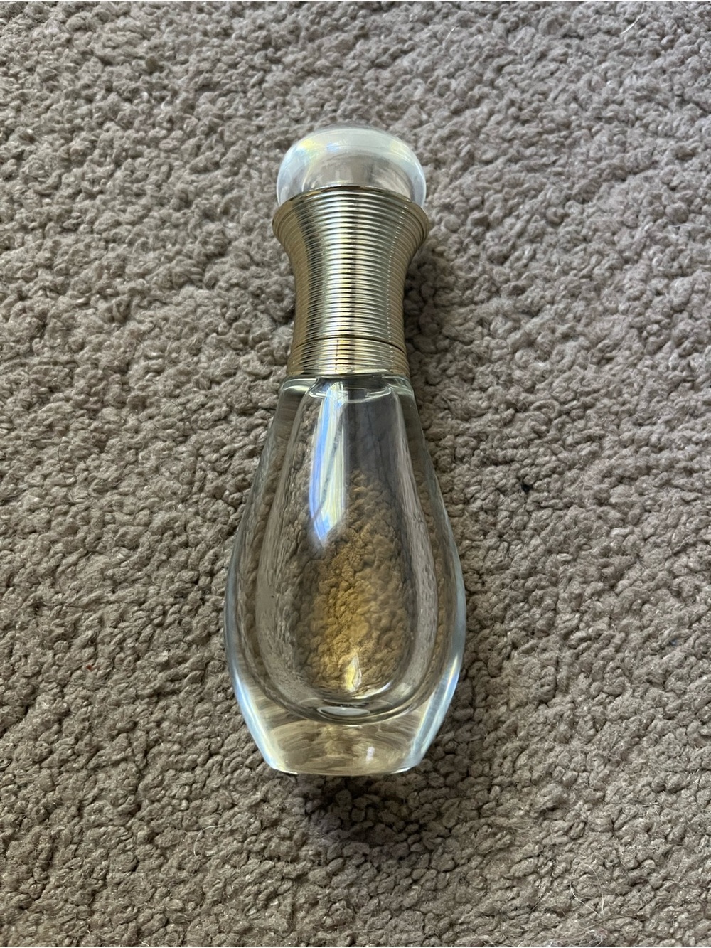 J’Adore Clear Glass Roller Pearl Perfume Bottle with Gold Label